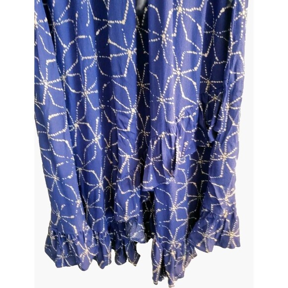 Anthropologie Plenty By Tracy Reese Aleah Dress Women's S Blue Stars Ruffle Hem - Picture 3 of 7